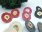 Preview: Kunstleder Metall Knopf Ohrstecker